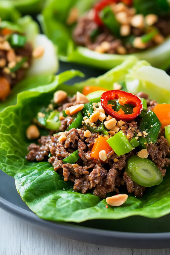 Assembling the Thai Beef Lettuce Cups