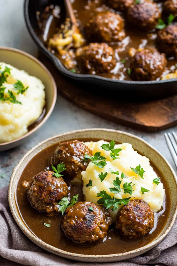 Build the Salisbury Steak Meatballs