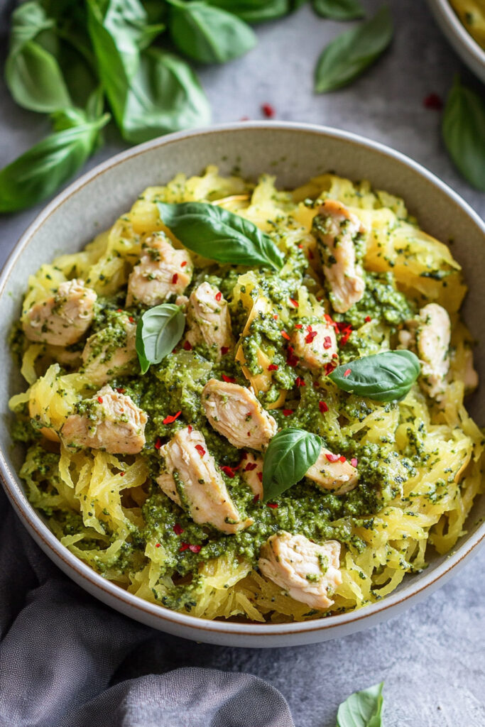 Chicken Pesto Spaghetti Squash