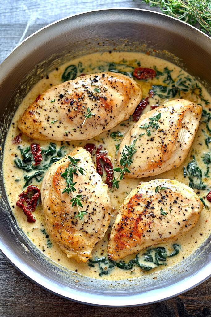 Cooking Creamy Tuscan Chicken