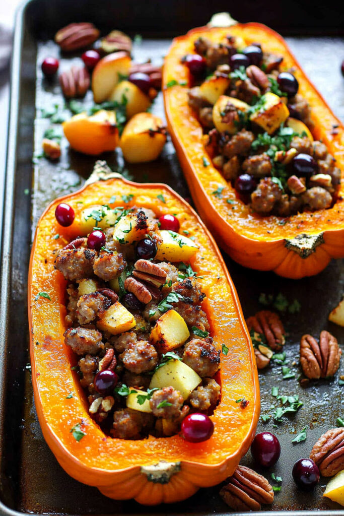 How to Make Sausage Stuffed Butternut Squash