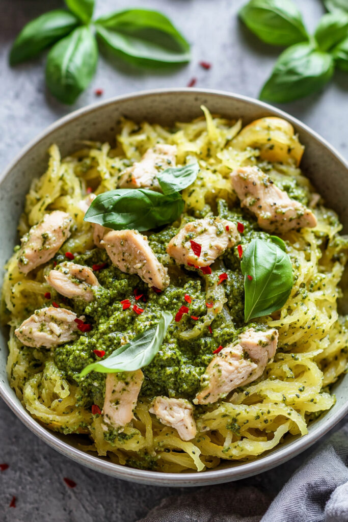 How to Serve Chicken Pesto Spaghetti Squash