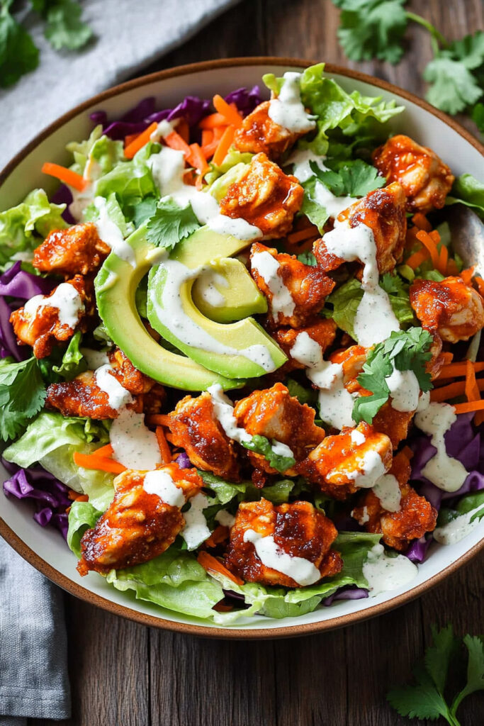 Making Crispy Buffalo Chicken Salad