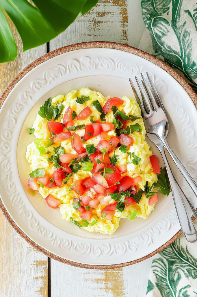 Paleo Scrambled Eggs with Lazy Salsa