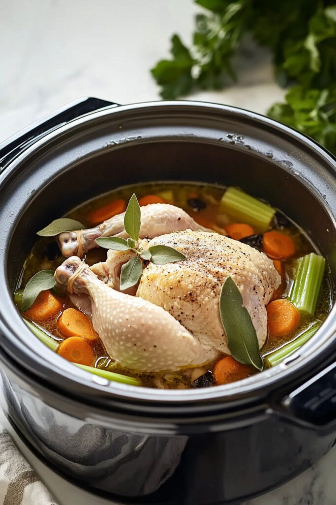 Preparation for Slow Cooker Whole Chicken Soup