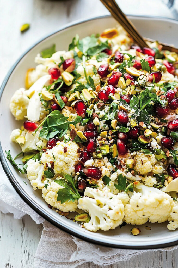 Preparing the Cauliflower, Pomegranate, and Pistachio Salad