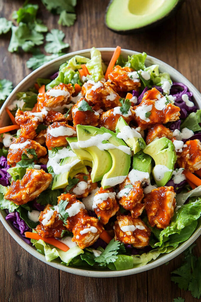 Serving Crispy Buffalo Chicken Salad