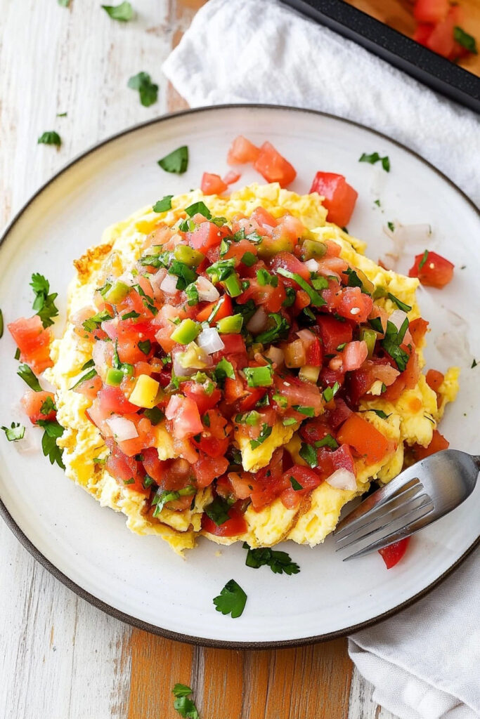 Serving Scrambled Eggs with Lazy Salsa