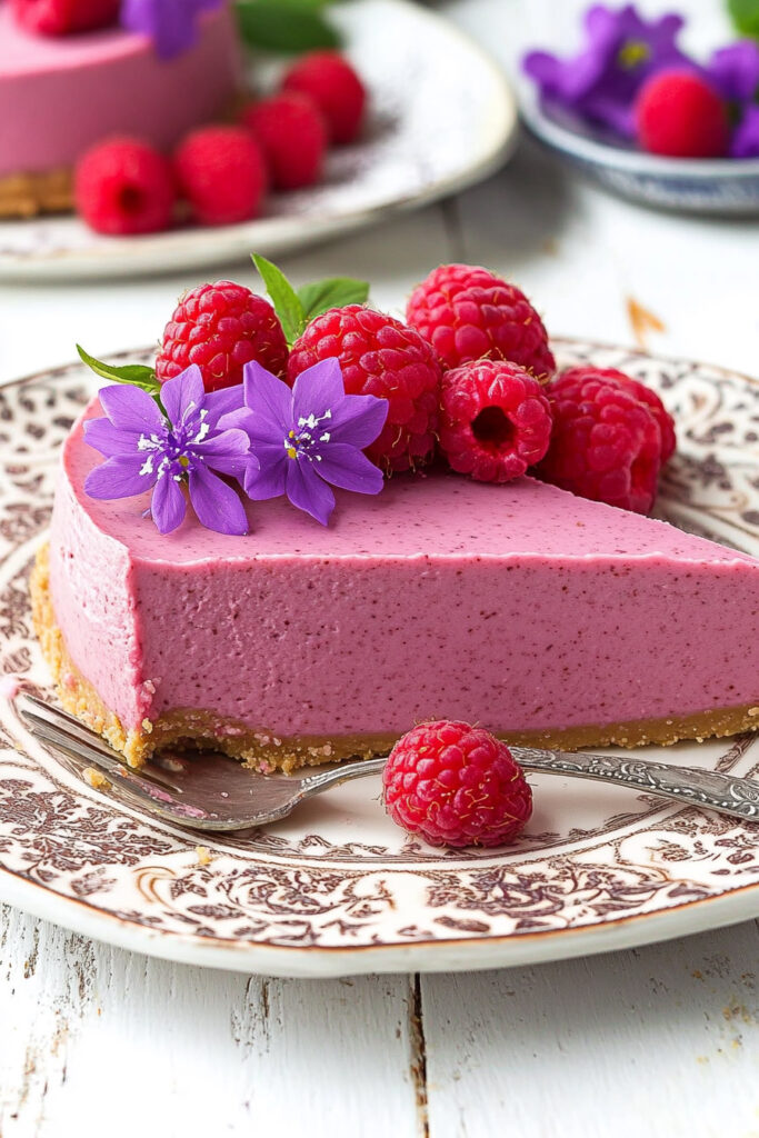 Serving Tips Raspberry Raw Vegan Cheesecake