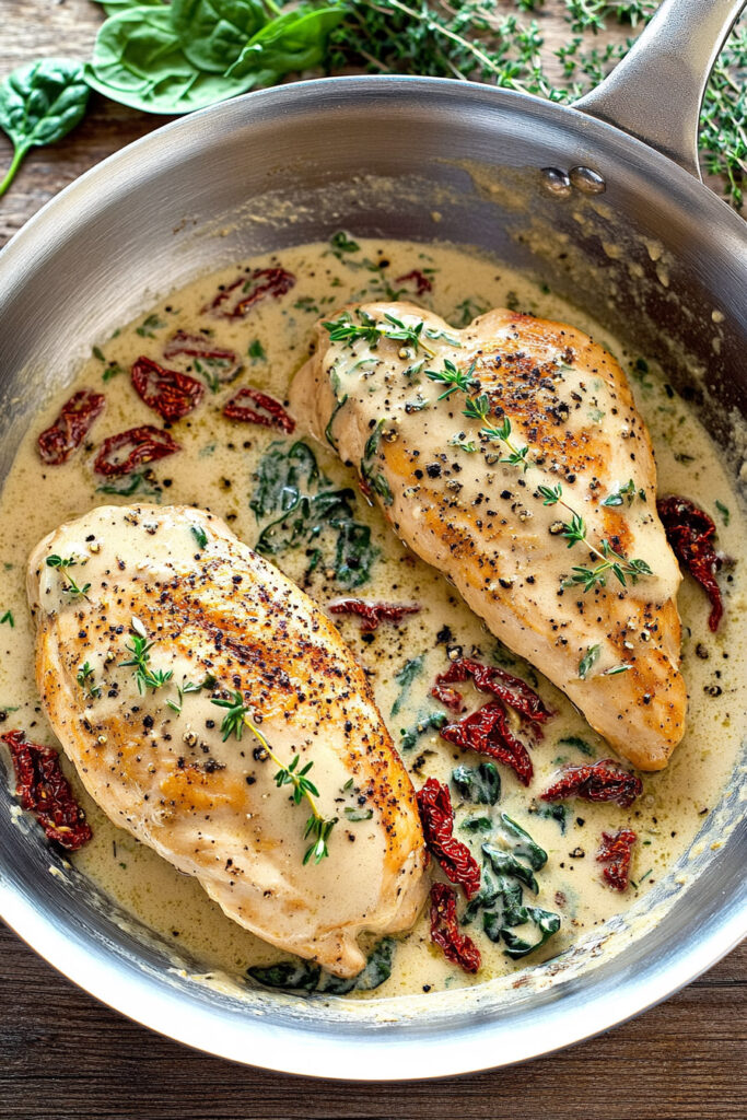 Serving Creamy Tuscan Chicken