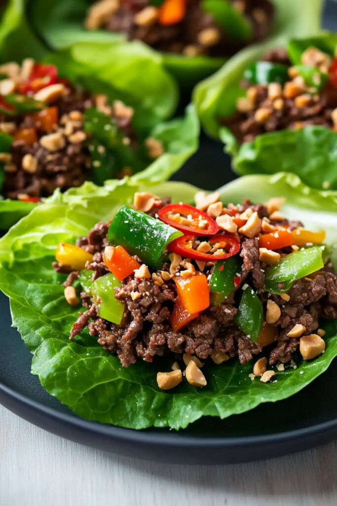 Serving the Thai Beef Lettuce Cups