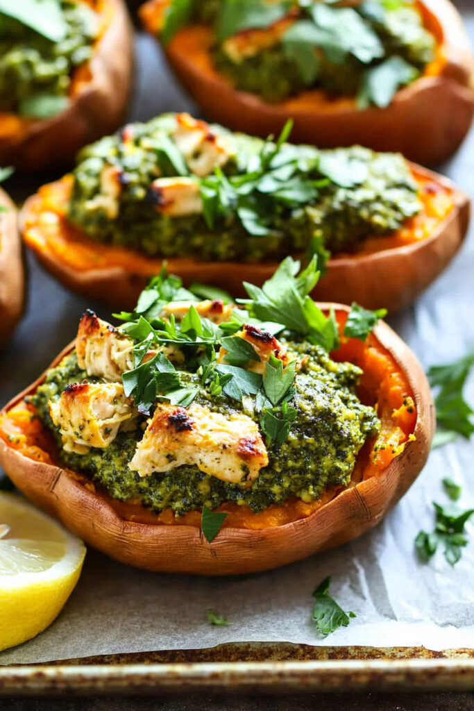 Storing Tips Chicken Pesto Stuffed Sweet Potatoes