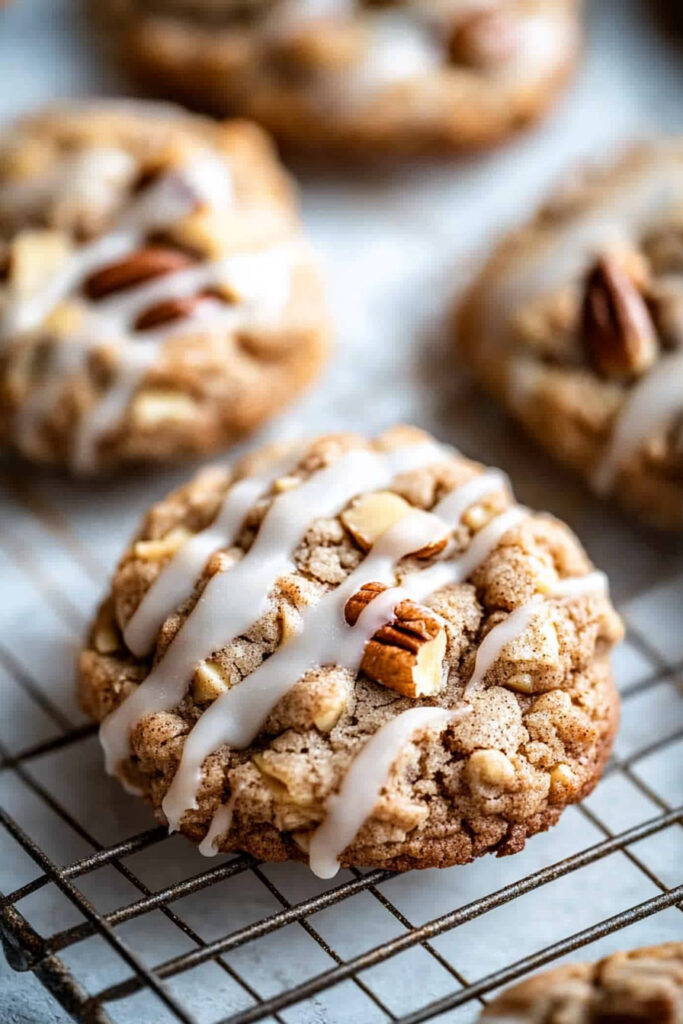 Serving Chewy Cinnamon Apple Pecan Cookies