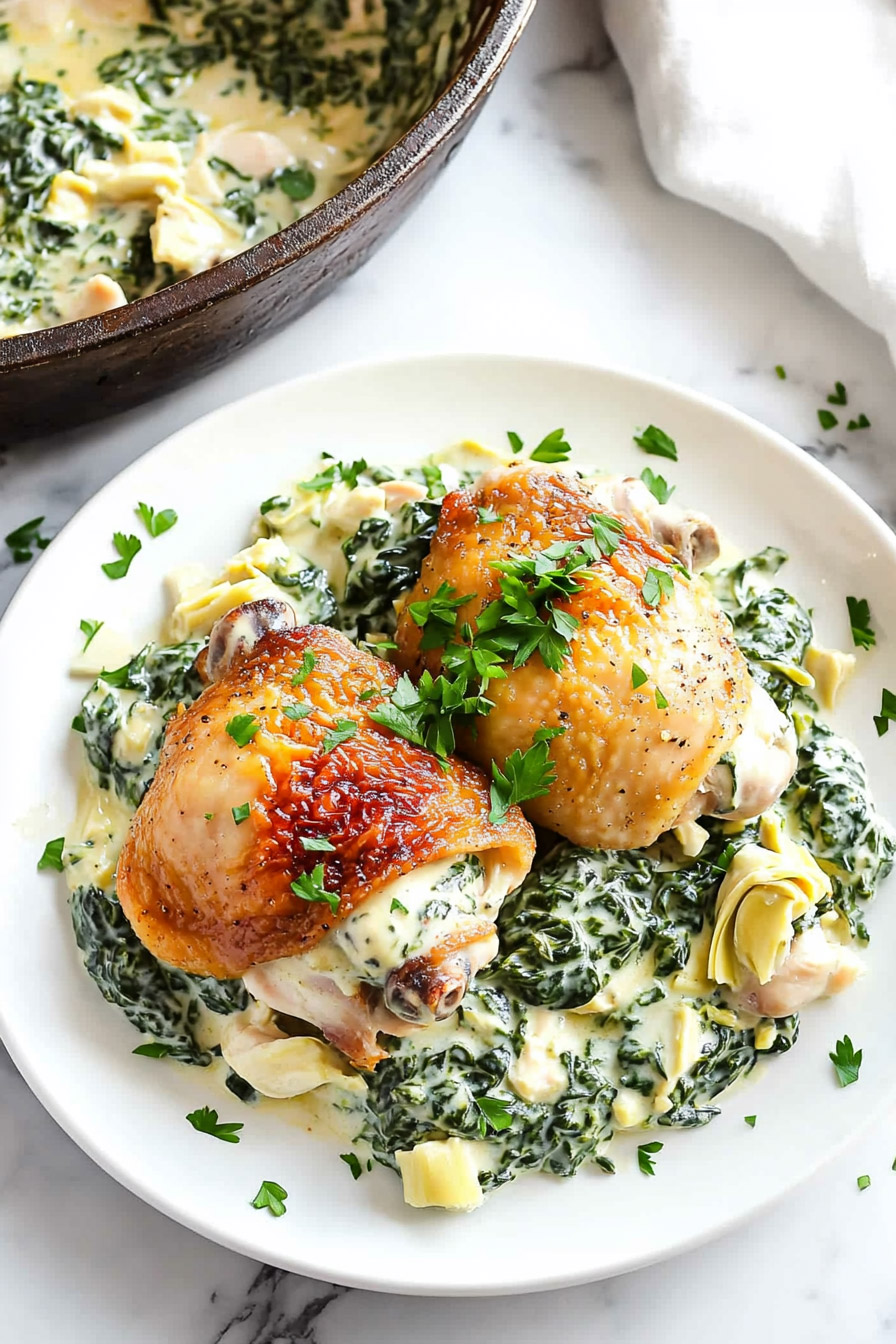 Spinach Artichoke Chicken Skillet