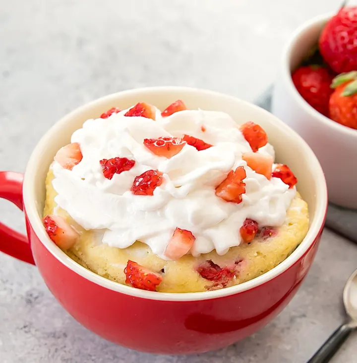 Strawberries and Cream Mug Cake
